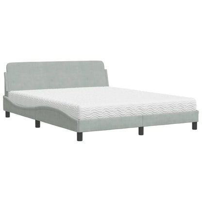 Letto con Materasso Dover Grigio Chiaro 160x200 cm in Velluto - homemem39