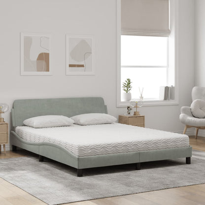 Letto con Materasso Dover Grigio Chiaro 160x200 cm in Velluto - homemem39