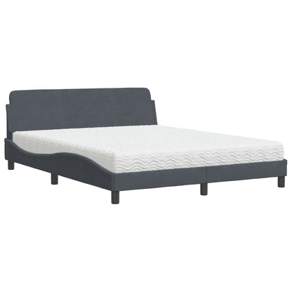 Letto con Materasso Grigio Scuro 160x200 cm in Velluto - homemem39