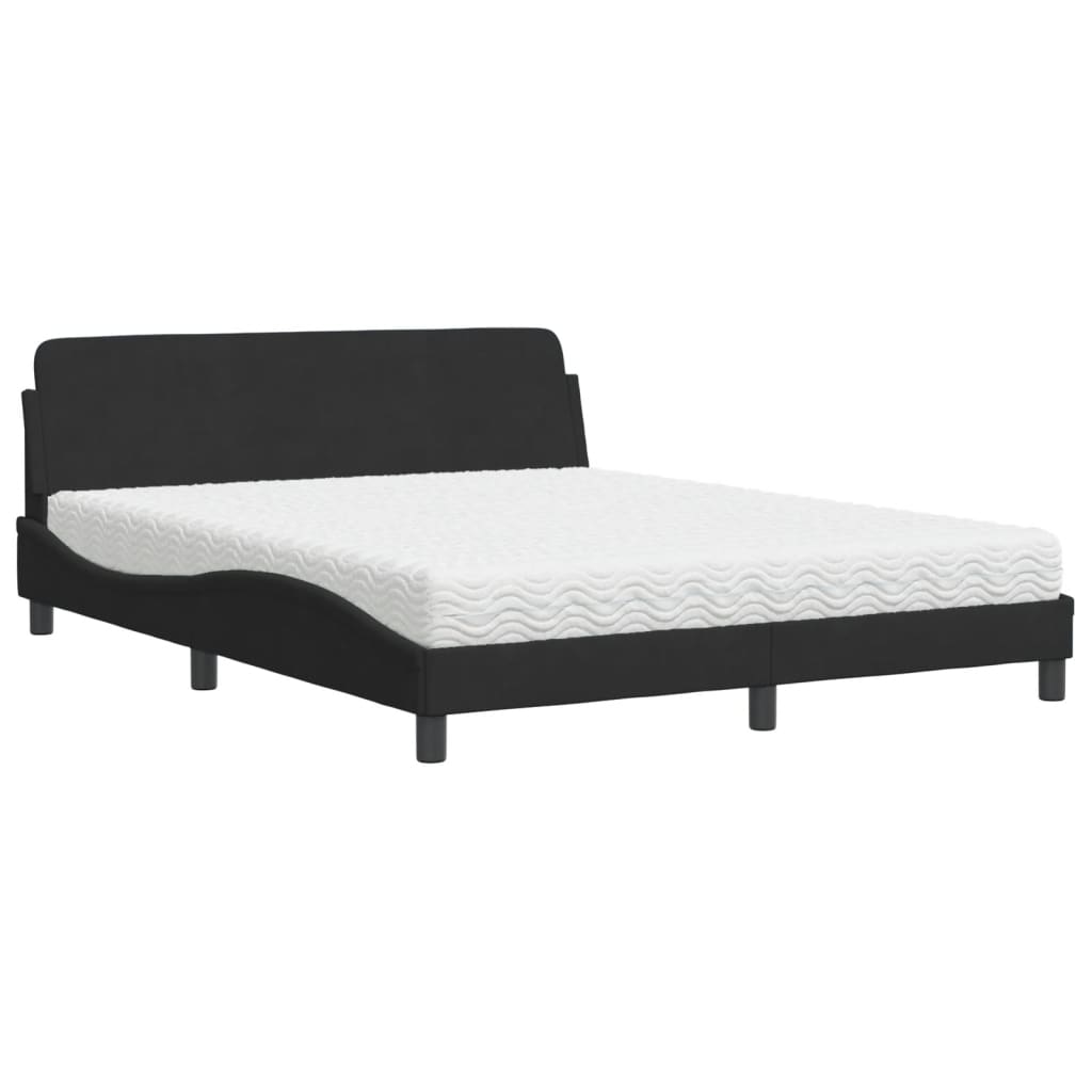 Letto con Materasso Dover Nero 160x200 cm in Velluto - homemem39