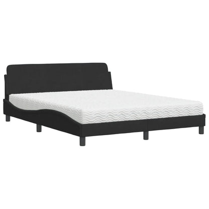 Letto con Materasso Dover Nero 160x200 cm in Velluto - homemem39