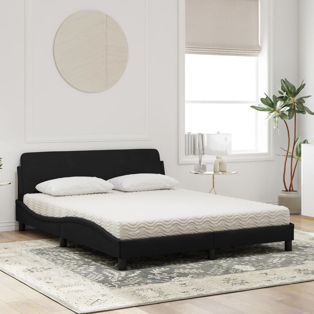 Letto con Materasso Dover Nero 160x200 cm in Velluto - homemem39