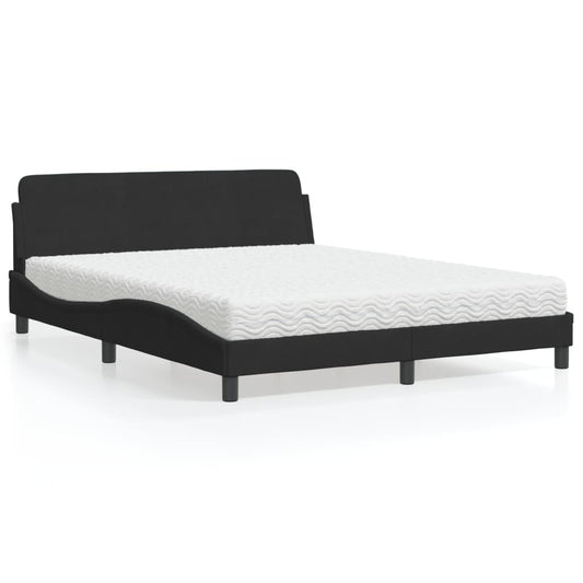 Letto con Materasso Dover Nero 160x200 cm in Velluto - homemem39