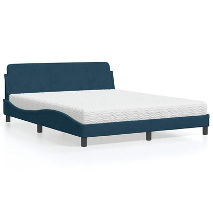 Letto con Materasso Dover Blu 160x200 cm in Velluto