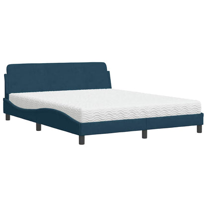 Letto con Materasso Dover Blu 160x200 cm in Velluto