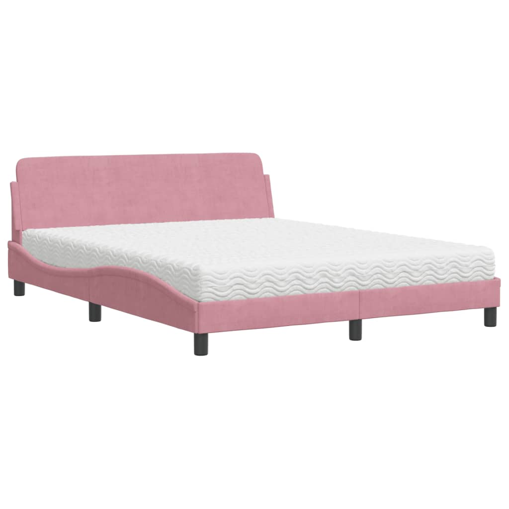 Letto con Materasso Dover Rosa 160x200 cm in Velluto - homemem39