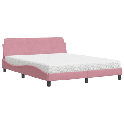 Letto con Materasso Dover Rosa 160x200 cm in Velluto - homemem39