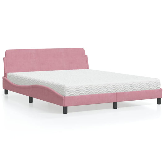 Letto con Materasso Dover Rosa 160x200 cm in Velluto - homemem39