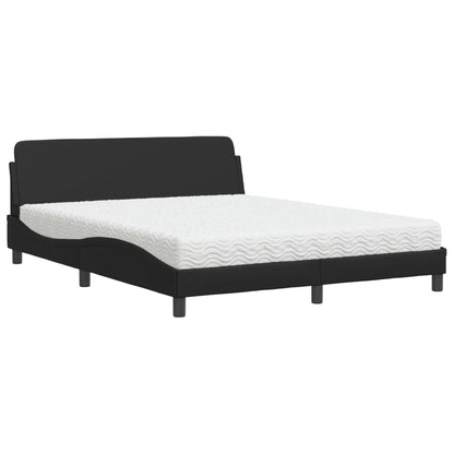 Letto con Materasso Dover Nero 160x200 cm in Similpelle - homemem39