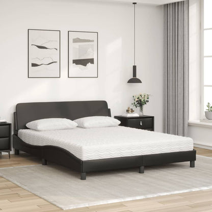 Letto con Materasso Dover Nero 160x200 cm in Similpelle - homemem39