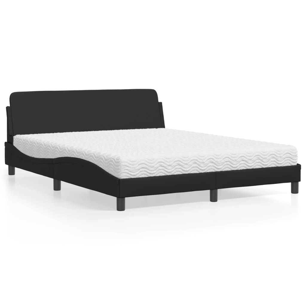 Letto con Materasso Dover Nero 160x200 cm in Similpelle - homemem39