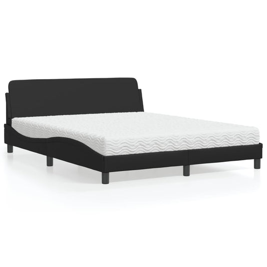 Letto con Materasso Dover Nero 160x200 cm in Similpelle - homemem39