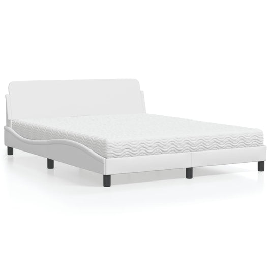 Letto con Materasso Dover Bianco 160x200 cm in Similpelle - homemem39