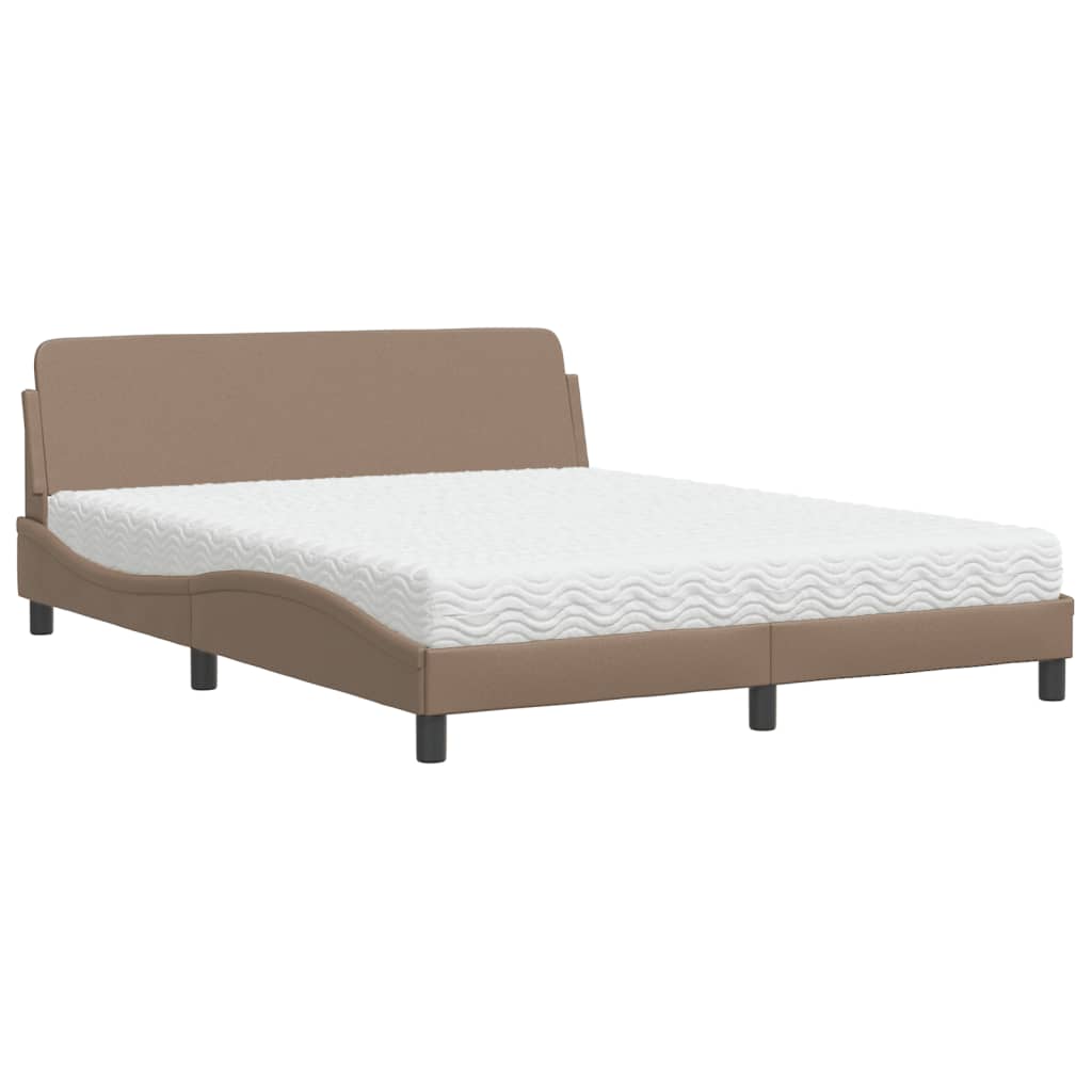 Letto con Materasso Dover Cappuccino 160x200cm Similpelle - homemem39