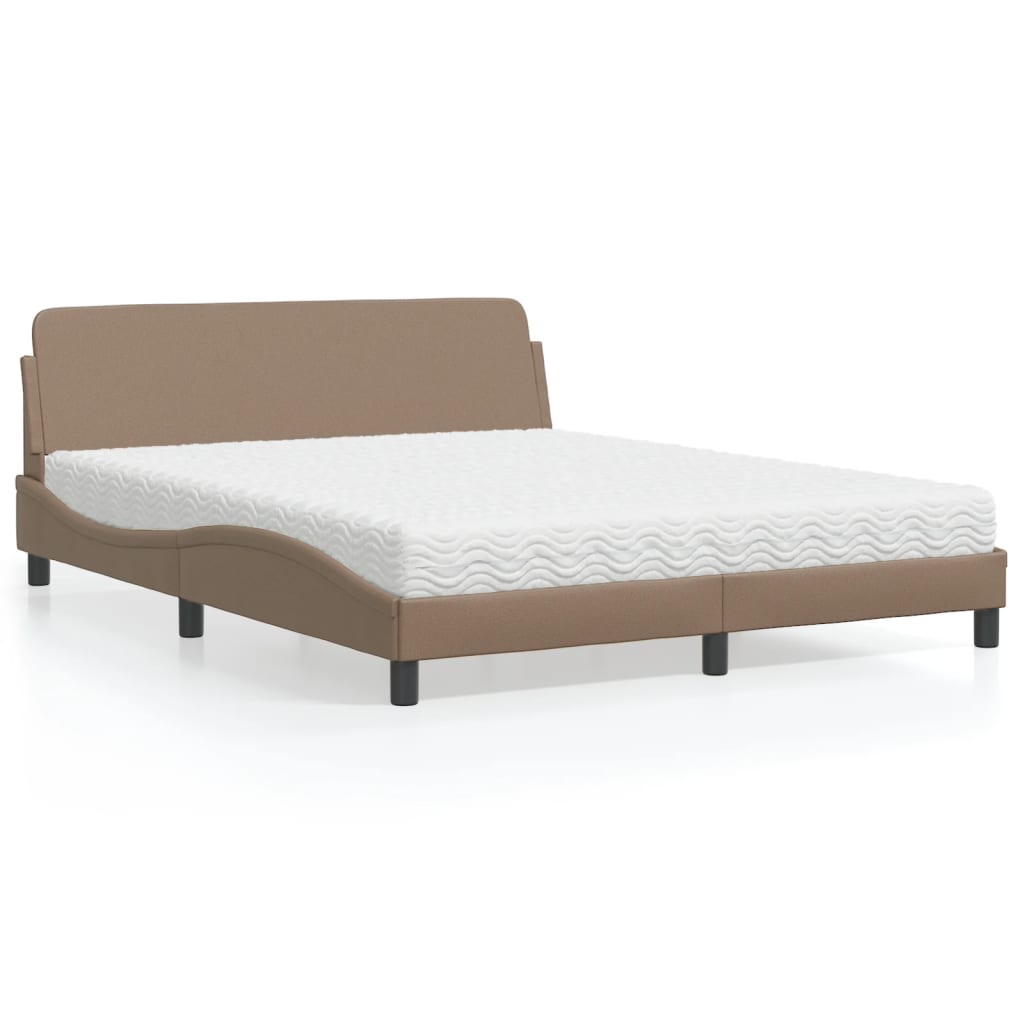 Letto con Materasso Dover Cappuccino 160x200cm Similpelle - homemem39