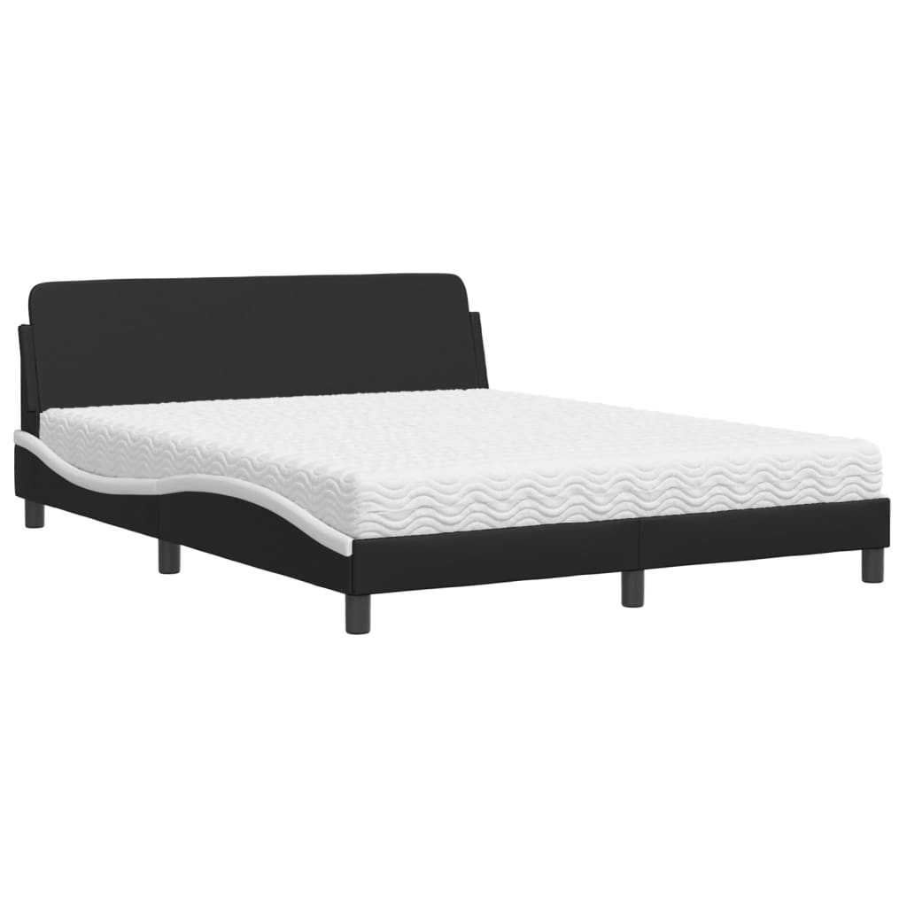 Letto con Materasso Dover Nero e Bianco 160x200cm Similpelle - homemem39