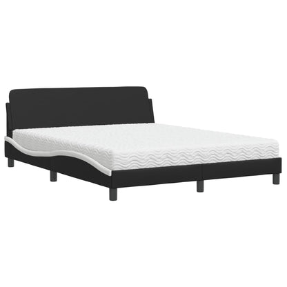 Letto con Materasso Dover Nero e Bianco 160x200cm Similpelle - homemem39