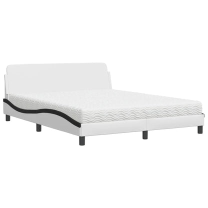 Letto con Materasso Dover Bianco e Nero 160x200cm Similpelle - homemem39