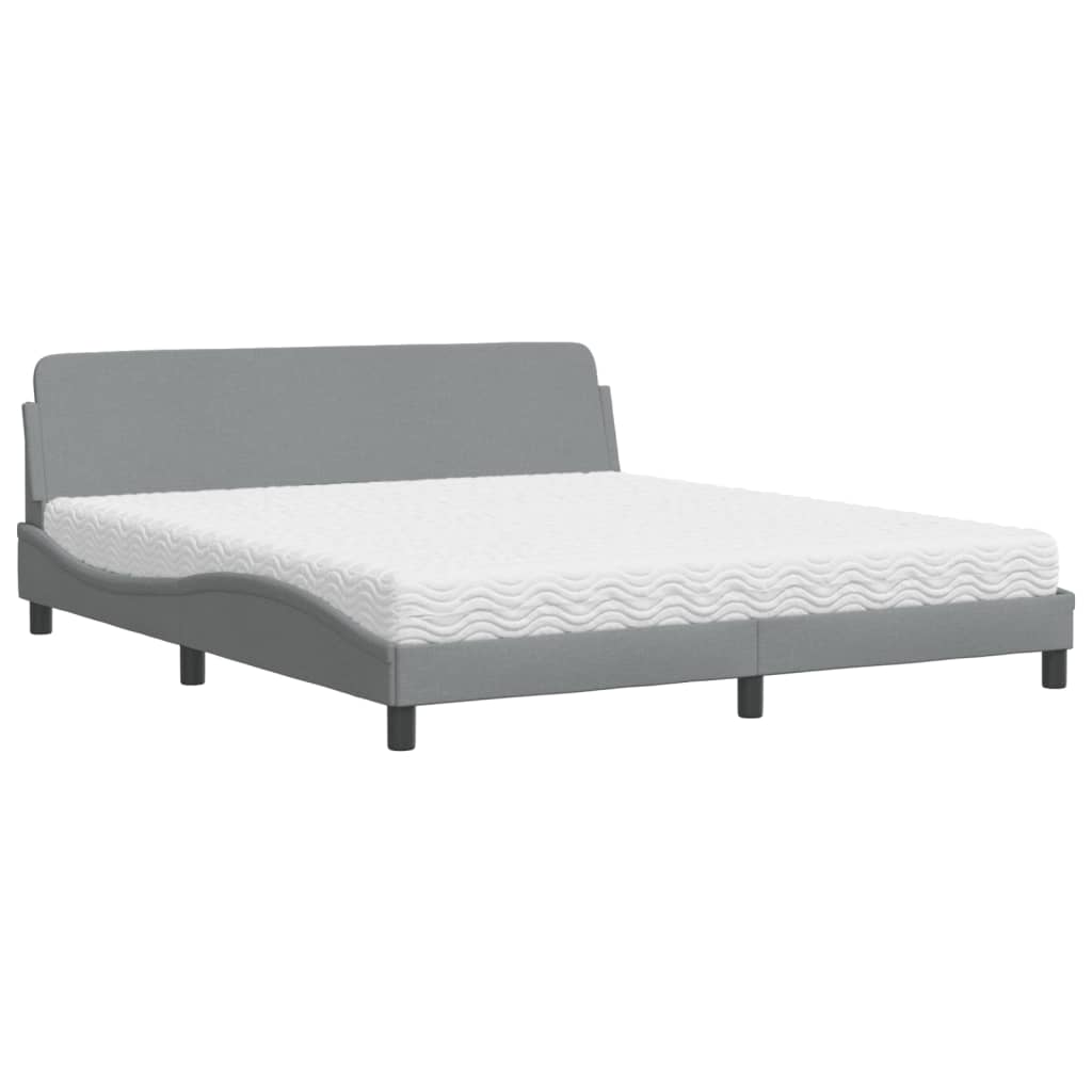 Letto con Materasso Dover Grigio Chiaro180x200 cm Tessuto - homemem39