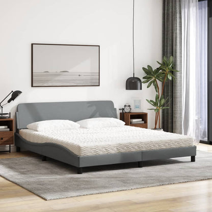 Letto con Materasso Dover Grigio Chiaro180x200 cm Tessuto - homemem39