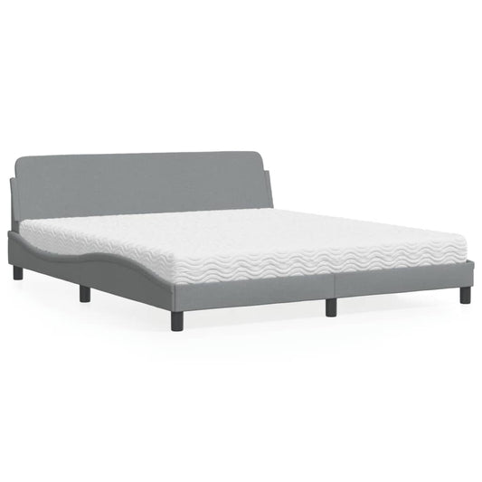 Letto con Materasso Dover Grigio Chiaro180x200 cm Tessuto - homemem39
