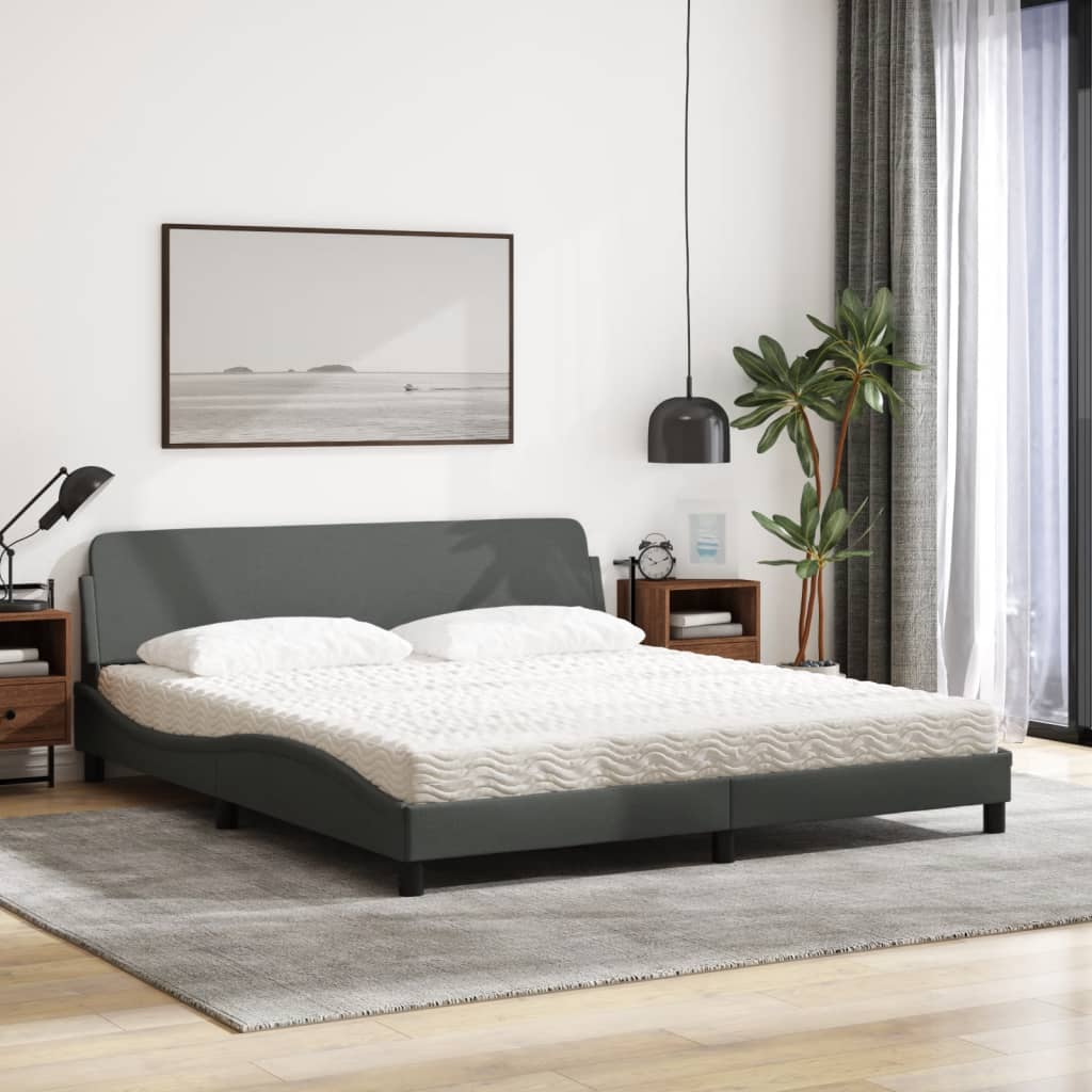 Letto con Materasso Dover Grigio Scuro 180x200 cm Tessuto - homemem39