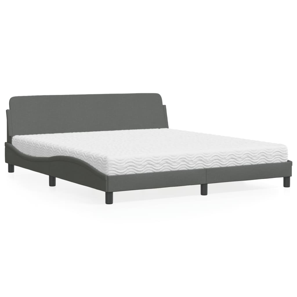 Letto con Materasso Dover Grigio Scuro 180x200 cm Tessuto - homemem39