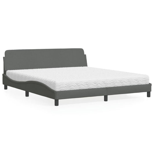 Letto con Materasso Dover Grigio Scuro 180x200 cm Tessuto - homemem39