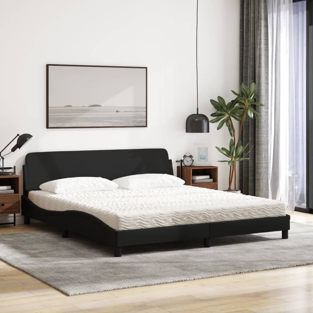 Letto con Materasso Dover Nero 180x200 cm in Tessuto - homemem39
