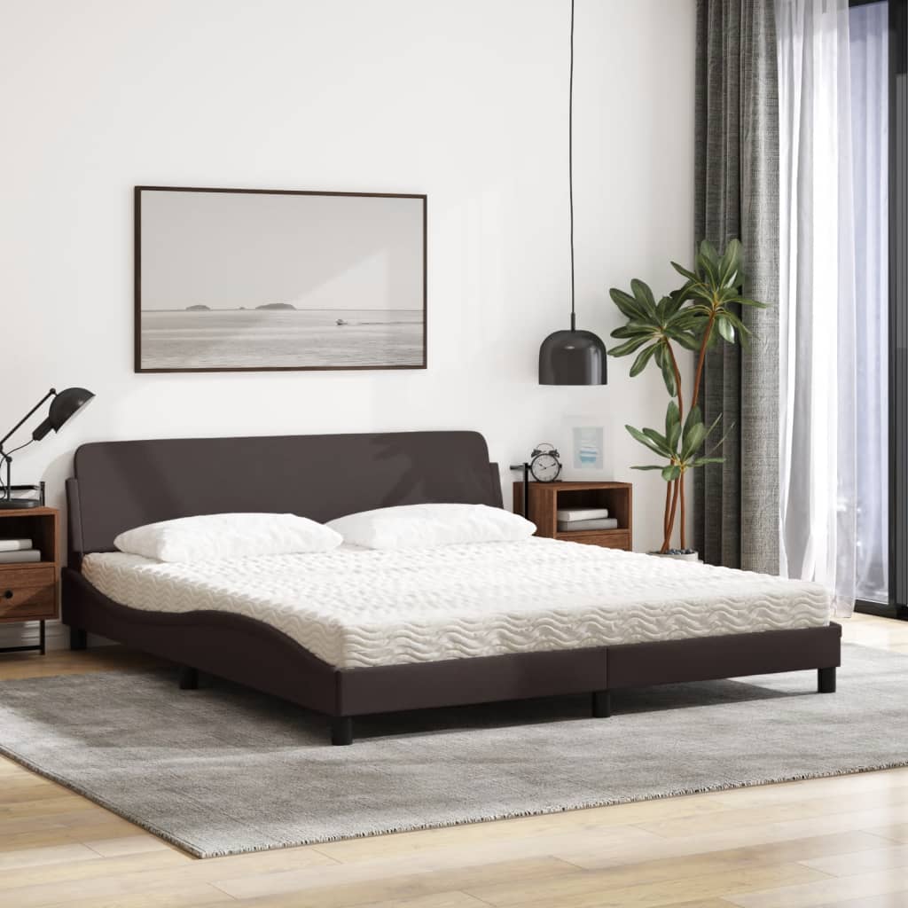 Letto con Materasso Dover Marrone Scuro 180x200cm Tessuto