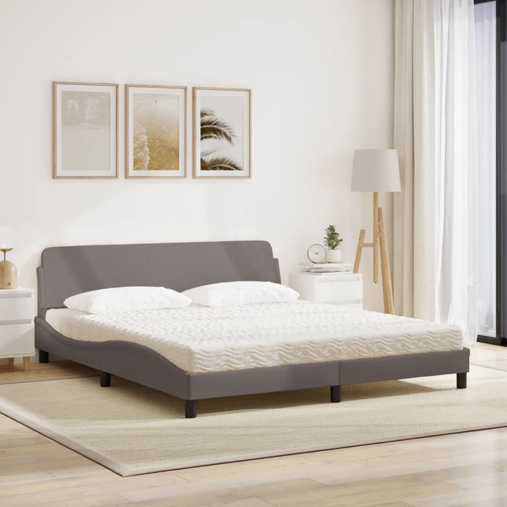 Letto con Materasso Dover Tortora 180x200 cm in Tessuto - homemem39