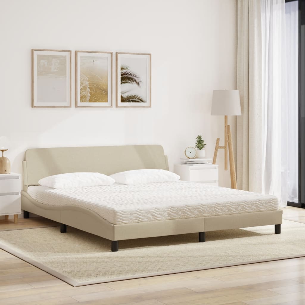 Letto con Materasso Dover Crema 180x200 cm in Tessuto | homemem39
