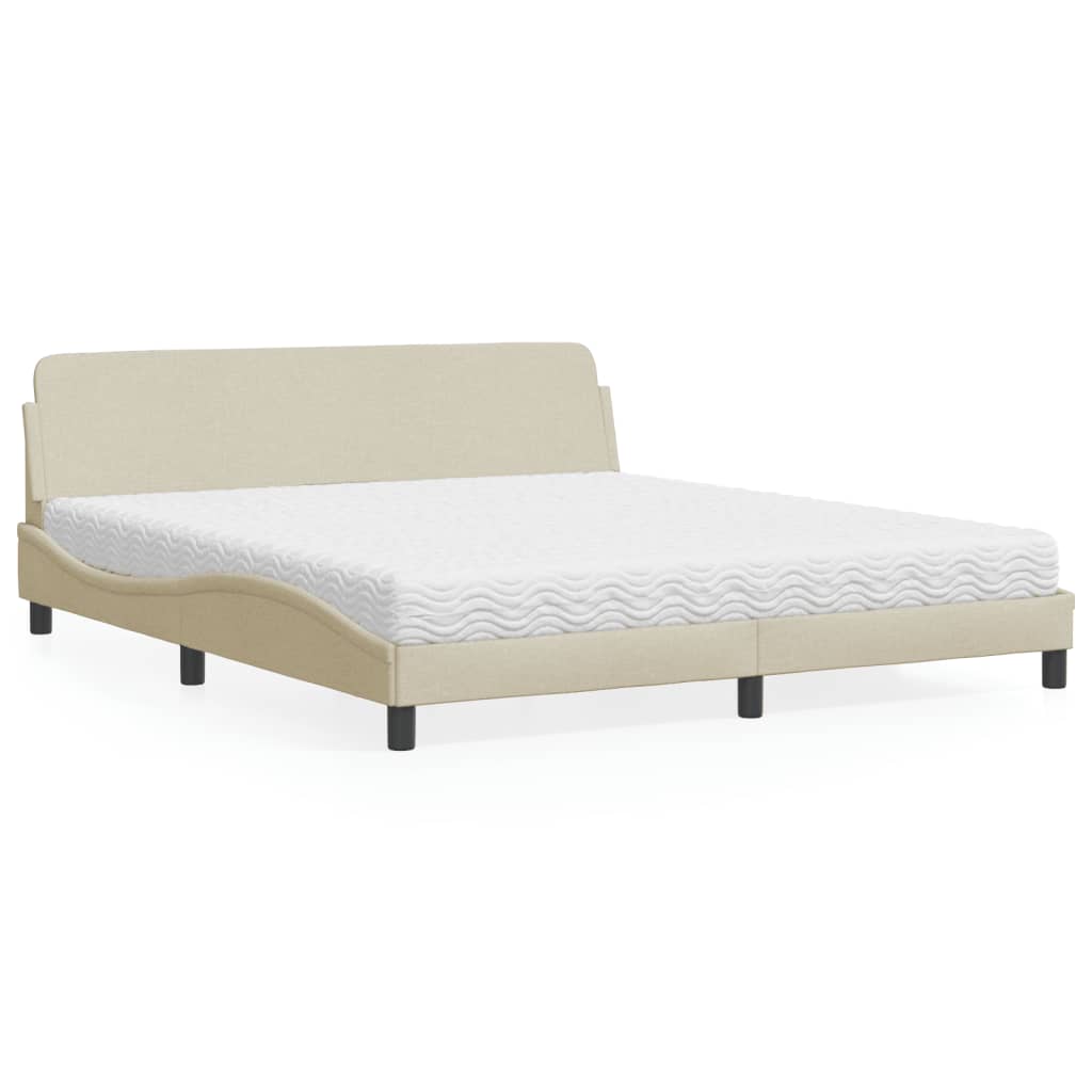 Letto con Materasso Dover Crema 180x200 cm in Tessuto | homemem39