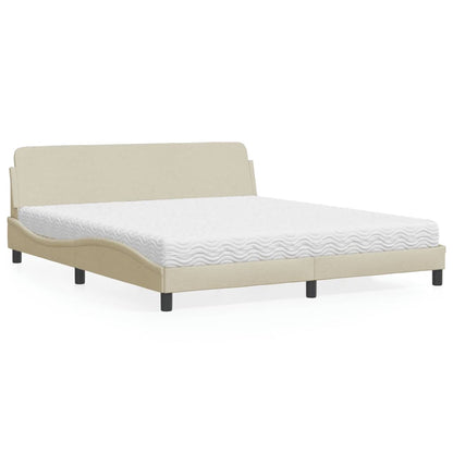 Letto con Materasso Dover Crema 180x200 cm in Tessuto | homemem39