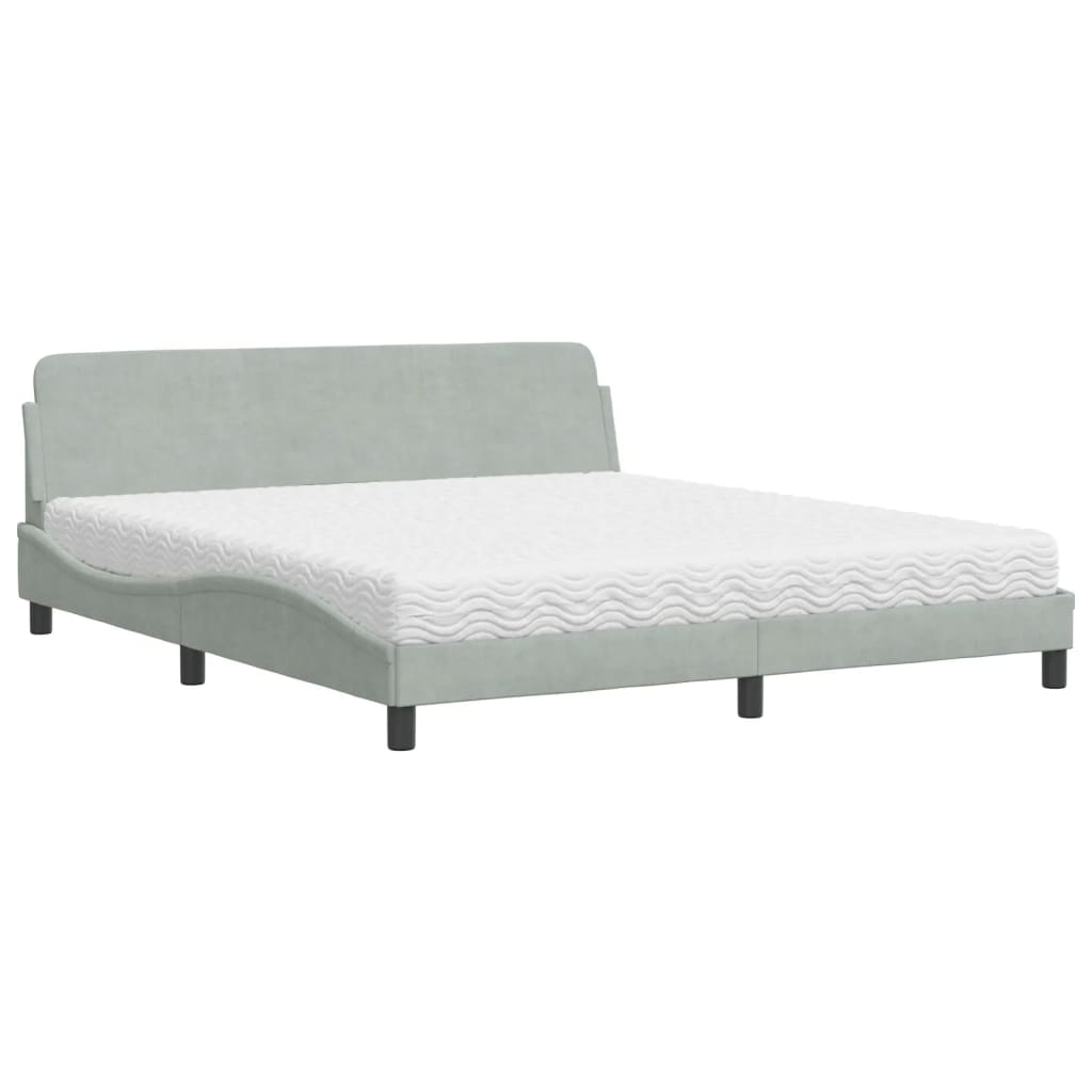 Letto con Materasso Dover Grigio Chiaro 180x200 cm in Velluto - homemem39