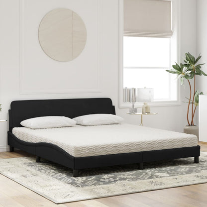Letto con Materasso Dover Nero 180x200 cm in Velluto - homemem39