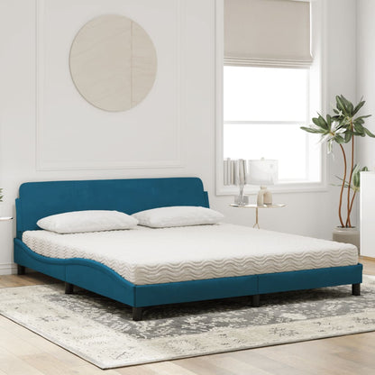 Letto con Materasso Dover Blu 180x200 cm in Velluto - homemem39