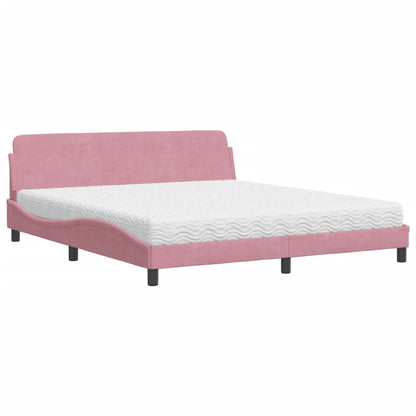 Letto con Materasso Dover Rosa 180x200 cm in Velluto - homemem39