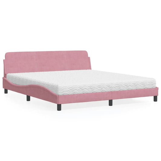 Letto con Materasso Dover Rosa 180x200 cm in Velluto - homemem39