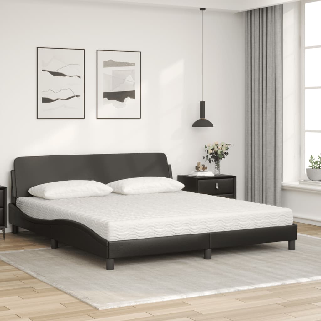 Letto con Materasso Dover Nero 180x200 cm in Similpelle - homemem39