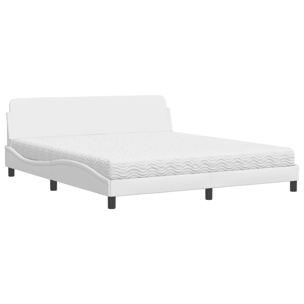Letto con Materasso Dover Bianco 180x200 cm in Similpelle - homemem39
