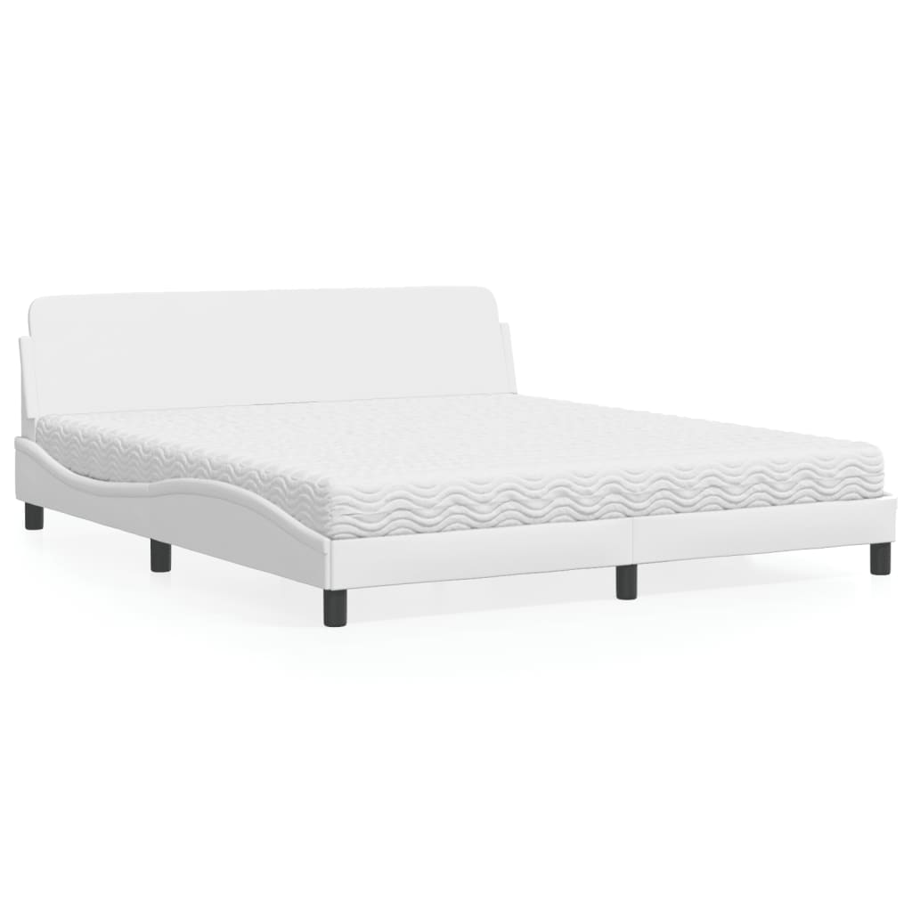 Letto con Materasso Dover Bianco 180x200 cm in Similpelle - homemem39