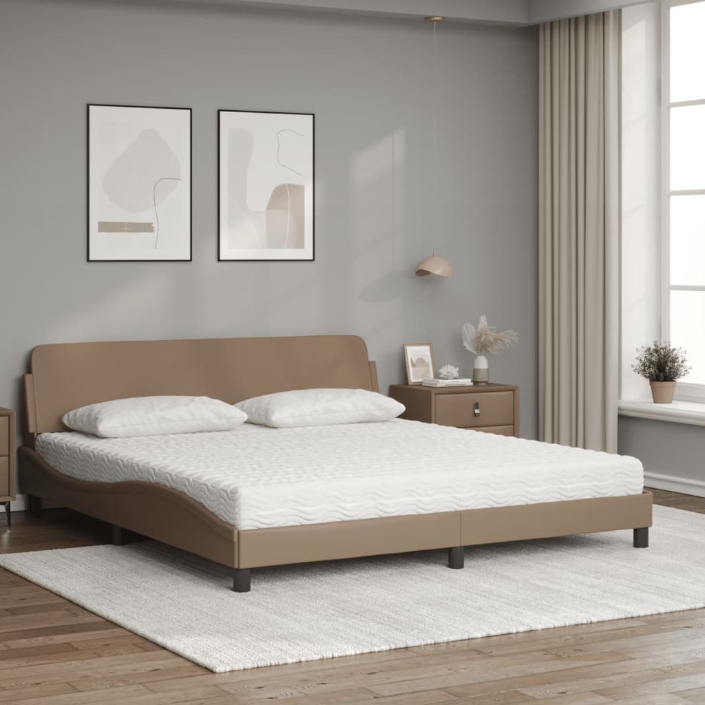 Letto con Materasso Dover Cappuccino 180x200cm Similpelle