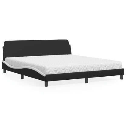 Letto con Materasso Dover Nero e Bianco 180x200 cm in Similpelle - homemem39