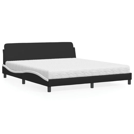 Letto con Materasso Dover Nero e Bianco 180x200 cm in Similpelle - homemem39