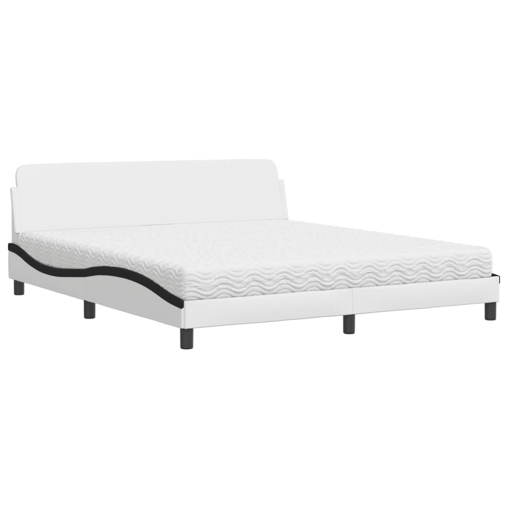 Letto con Materasso Dover Bianco e Nero 180x200cm Similpelle - homemem39