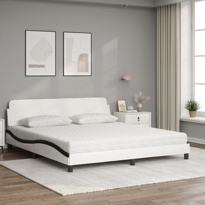 Letto con Materasso Dover Bianco e Nero 180x200cm Similpelle - homemem39