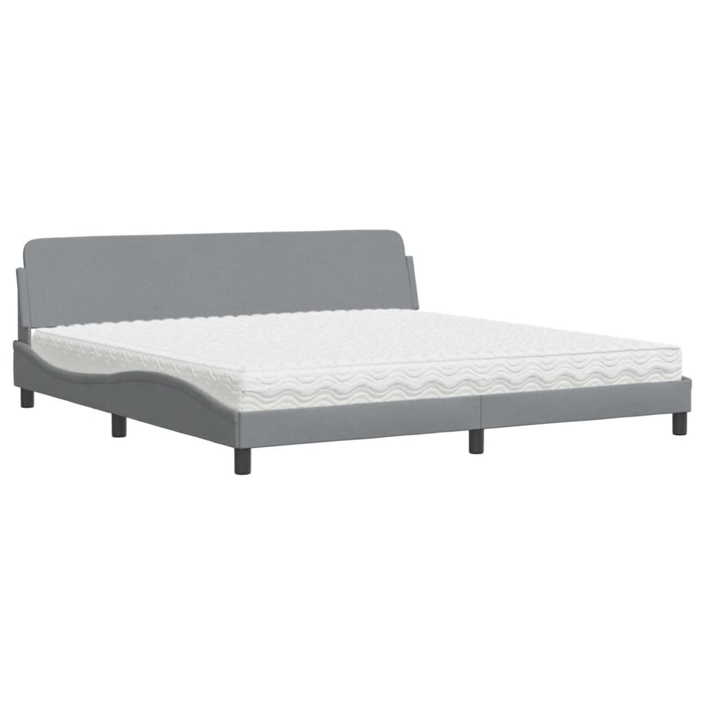 Letto con Materasso Dover Grigio Chiaro 200x200 cm in Tessuto - homemem39