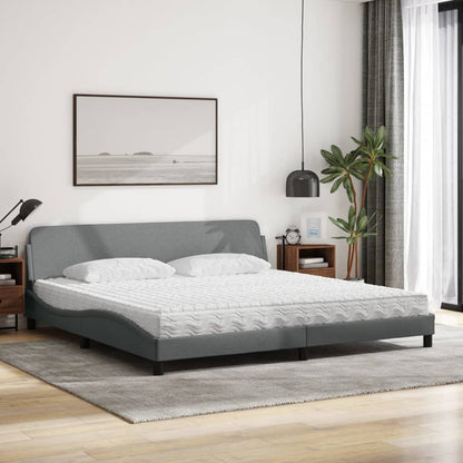 Letto con Materasso Dover Grigio Chiaro 200x200 cm in Tessuto - homemem39