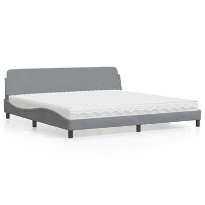 Letto con Materasso Dover Grigio Chiaro 200x200 cm in Tessuto - homemem39